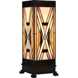 LumiLamp Tiffany Tafellamp 17x17x44 cm Bruin Glas Kunststof