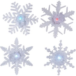 Raamversiering zuignappen met verlichte sneeuwvlokken 6x - kerstverlichting figuur