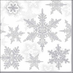 40x Servetten winter sneeuwvlokken thema wit/zilver 33 x 33 cm - Feestservetten