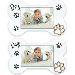 2x stuks houten fotolijstje hond thema geschikt voor een foto van 10 x 15 cm - Fotolijsten