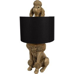 Clayre & Eef Tafellamp Hond Poedel Goudkleurig Zwart Polyresin
