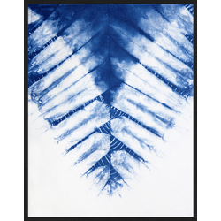 Any Image Print 'Abstract Blue Leaf' - Schilderij - Wanddecoratie - Inclusief beukenhouten lijst - Poster - 73x93cm - Zwarte lijst met Passe Partout