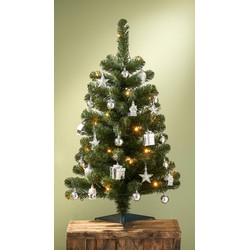 Black Box Trees Joy Kunstkerstboom met 26 Ornamenten en LED Verlichting - H90 x Ø50 cm - Groen, Zilver