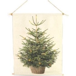 Kerstboom op canvas doek inclusief verlichting XL (110x136cm)