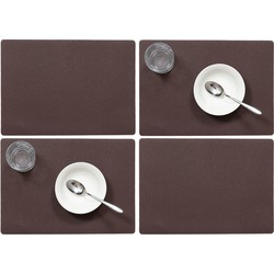 Set van 6x stuks stevige luxe Tafel placemats Plain chocolade bruin 30 x 43 cm - Placemats