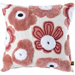 PTMD Sierkussen Primuse - 45x4x45 cm - Borduurwerk - Roze