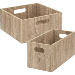 Set van 2x stuks opbergmanden/kastmanden 7 en 14 liter naturel van hout 31 cm - Opbergkisten