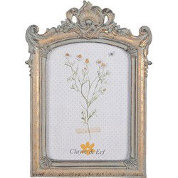 Clayre & Eef Fotolijst  13x18 cm Grijs Goudkleurig Kunststof Glas Rechthoek Fotokader