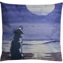 Clayre & Eef Sierkussen  43x43 cm Blauw Grijs Synthetisch Vierkant Hond Kussenhoes met Kussenvulling