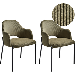 RATON - Eetkamerstoel set van 2 - Olijfgroen - Corduroy