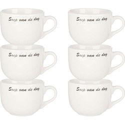 Cosy & Trendy Kommetjes/soepkommen voor dessert/ontbijt - 6x - Keramiek - D10 x 8 cm - wit - Kommetjes