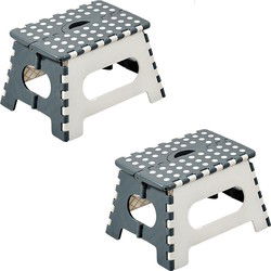 Opvouwbaar opstapje - 2x - wit/grijs - 35 x 22 cm - opstapkrukje/toiletkrukje - Huishoudkrukjes
