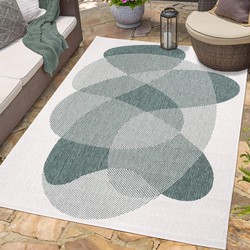 Tapijtenloods Duo Binnen en Buiten Vloerkleed Dubbelzijdig Outdoor Laagpolig Tapijt Groen- 120x170 CM