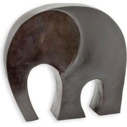 A MODERN BRONZE SCULPTURE OF A FLAT ELEPHANT