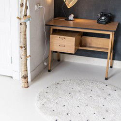 Rond Kindervloerkleed  hoogpolig Cream/Zwart - Dots Wit,Creme - Polypropyleen - Rond 160 Ø - (M)