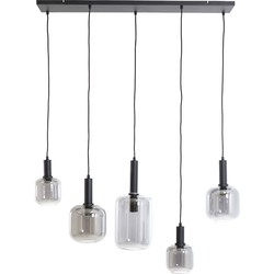 Light&living Hanglamp 5L 110x22x32 cm LEKAR zwart+smoke glas