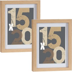 2x stuks houten fotolijst bruin geschikt voor een foto van 15 x 20 cm of 18 x 24 cm - Fotolijsten