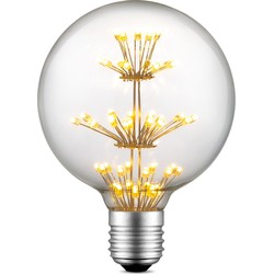 Edison Vintage LED filament lichtbron Globe - Helder - G95 Crystal - Retro LED lamp - 9.5/9.5/13.5cm - geschikt voor E27 fitting - 1W 100lm 2300K - warm wit licht
