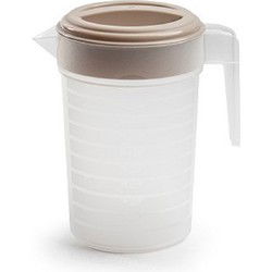 Plasticforte Waterkan met deksel - 1L - taupe/ transparant - kunststof - Schenkkannen
