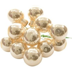 10x Parel mini kerststukjes insteek kerstballetjes 2 cm van glas - Kerststukjes