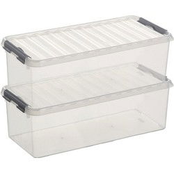 Sunware opbergbox - 2x - transparant - 9.5L - 48 x 19 x 15 cm - Opbergbox