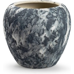 Jodeco Plantenpot/bloempot Marble - wit/zwart - keramiek - D18xH16 cm - Plantenpotten