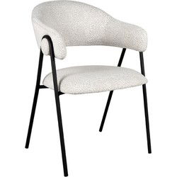 LABEL51 Eetkamerstoel Lowen - Wit - Boucle - Black Frame