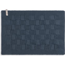 Knit Factory Gebreide Placemat - Onderlegger Uni - Granit - 50x30 cm