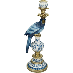 SVJ Home Decorations Vogel Kandelaar - 15 x 13 x 39 cm - Blauw