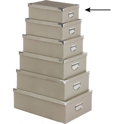 5Five Opbergdoos/box - beige - L28 x B19.5 x H11 cm - Stevig karton - Crocobox - Opbergbox