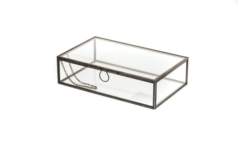 HV Black Jewelery Box Glass -  20x12x6cm - 