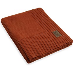 Knit Factory Uni Gebreid Plaid XL - Woondeken - Kleed - Terra - 195x225 cm