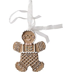 Clayre & Eef Kersthanger Gingerbread man 6x1x8 cm Bruin Kunststof Kerstboomversiering