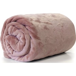 Enzo Fleece deken/plaid - roze - polyester - 130 x 180 cm - Plaids