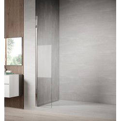 Badplaats Douchewand Florida 30 x 200 cm - Chroom – Inloopdouche 8 mm  met Half Melkglas