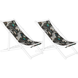 ANZIO/AVELLINO - Ligstoel doek set van 2 - Zwart - Polyester