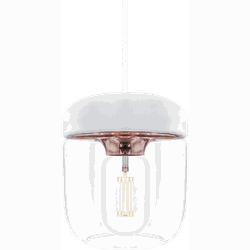 Acorn hanglamp wit met copper - met koordset wit - Ø 14 cm
