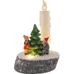 Kaars met kerstfiguren 15cm LED 2xAAA - HIT