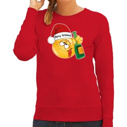 Bellatio Decorations foute kersttrui/sweater dames - Dronken - rood - Merry Kristmus 2XL - kerst truien