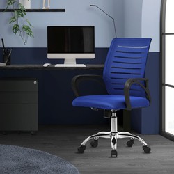 Ergonomische bureaustoel met armleuningen Mesh stof blauw met wielen ML design