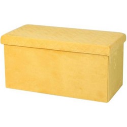 Hocker bank - poef XXL - opbergbox - geel - polyester/mdf - 76 x 38 x 38 cm - Poefs