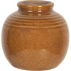 Clayre & Eef Vaas  8 cm Bruin Keramiek Rond Bloempot Binnen