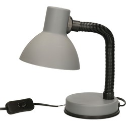 Gerimport Bureaulamp - grijs - metaal/kunststof - verstelbaar - 16 x 12 x 30 cm - Bureaulampen