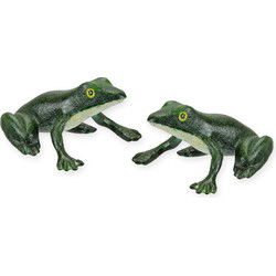 A PAIR OF CAST IRON FROGS