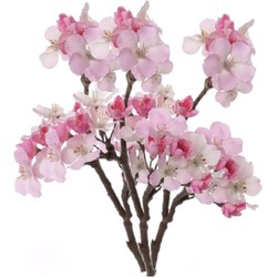 Set van 10x stuks roze appelbloesem kunstbloem/tak met 17 bloemetjes 36 cm - Kunstbloemen
