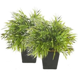 2x Groene kunstplant bamboe plant in pot 25 cm - Kunstplanten