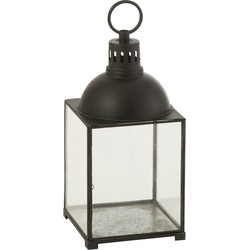 J-line - Lantaarn Hagrid Glas/ijzer Zwart Small - 24x24x57cm