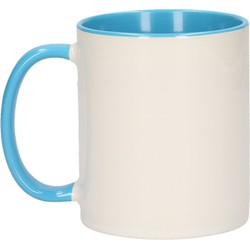 Koffiemok / thee beker - 300 ml - Wit/blauw - keramiek - Bekers