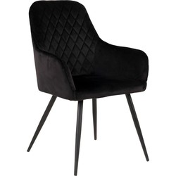 Harbo Dining Chair - Chair in black velvet with black legs - set of 2