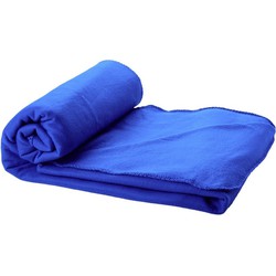 10x Fleecedekens kobalt blauw met tasje 150 cm - Plaids